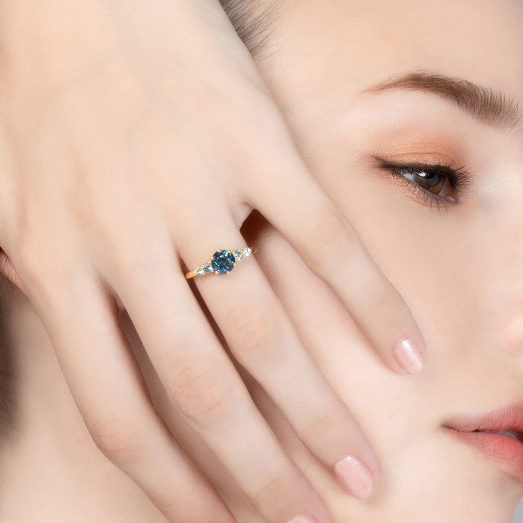 Ombre Blue Topaz Five Stone Ring in 18k Gold Vermeil