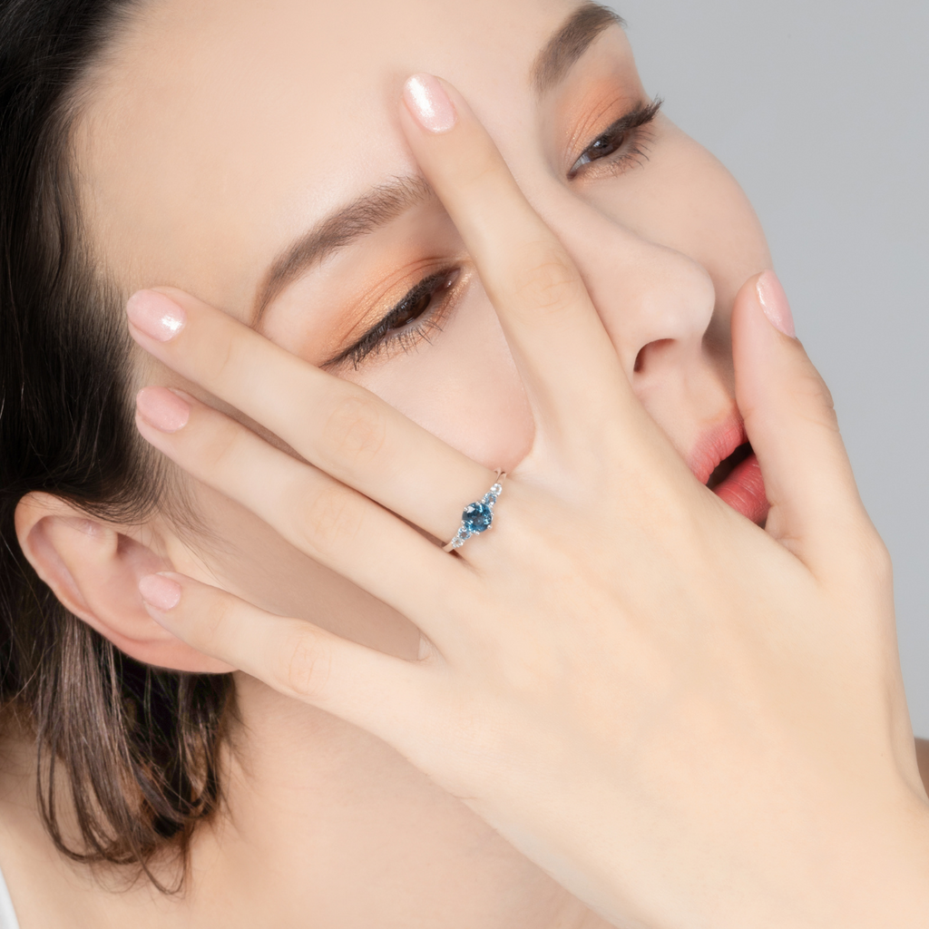 Ombre Blue Topaz Five Stone Ring in Sterling Silver