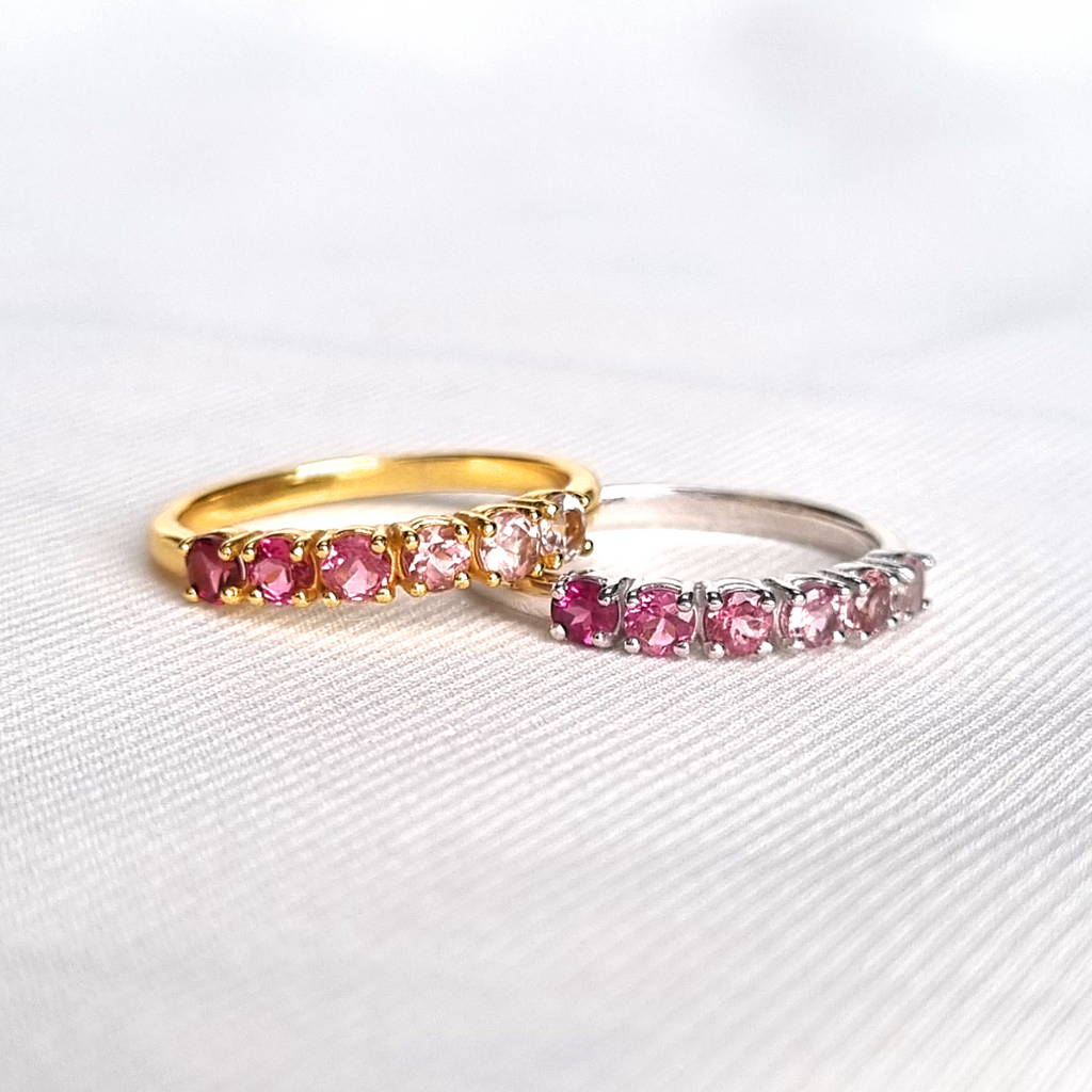 Ombre Pink Tourmaline Eternity Band in 18k Gold Vermeil