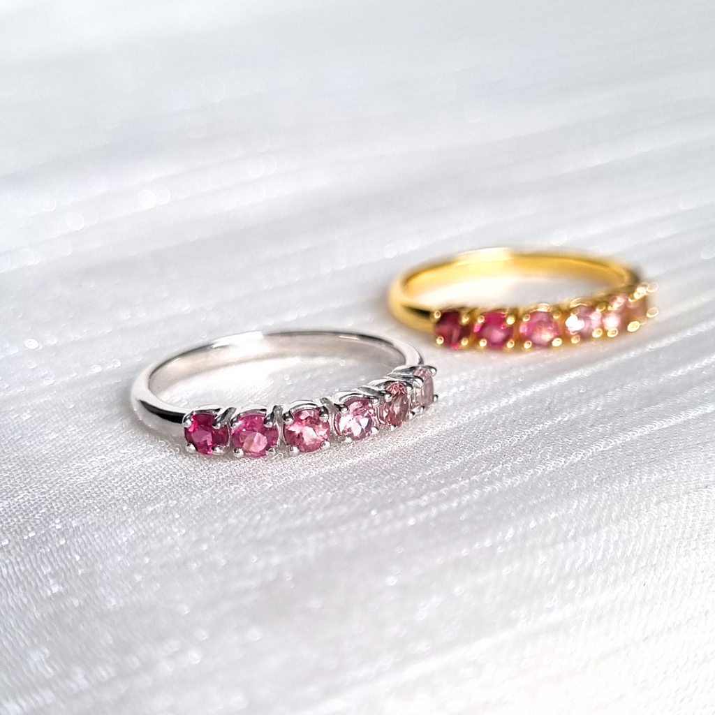 Ombre Pink Tourmaline Eternity Band in Sterling Silver