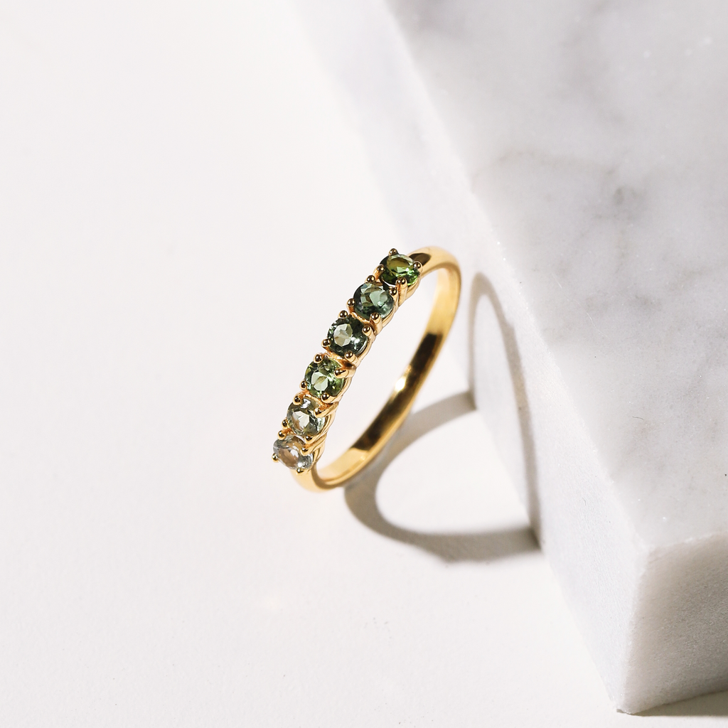 Ombre Green Tourmaline Eternity Band in 18k Gold Vermeil