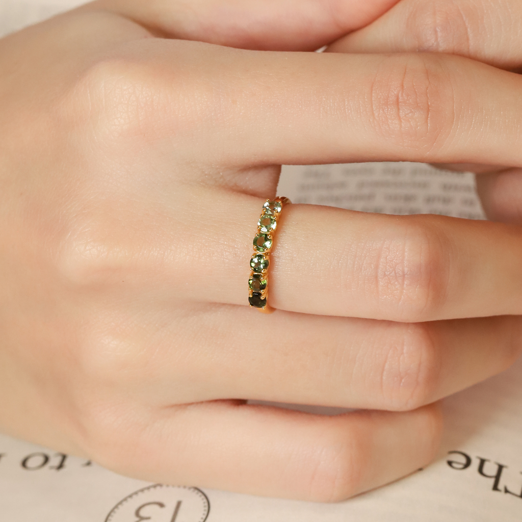 Ombre Green Tourmaline Eternity Band in 18k Gold Vermeil