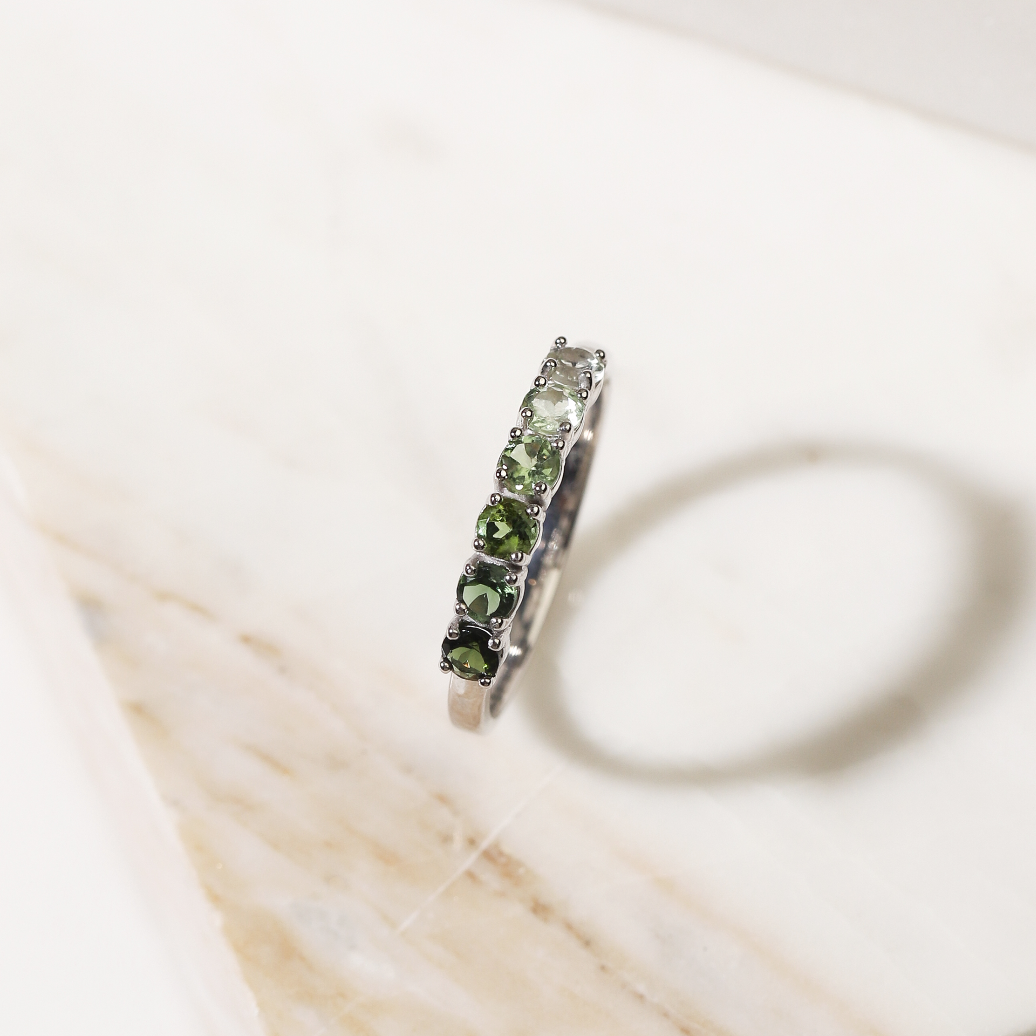 Ombre Green Tourmaline Eternity Band in Sterling Silver