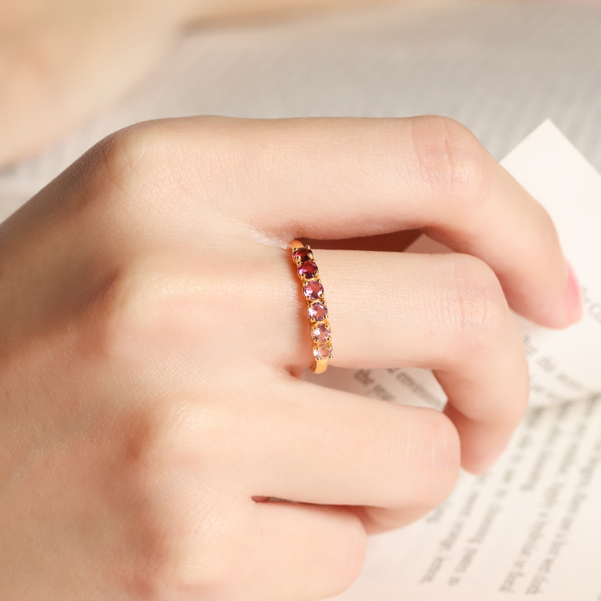Ombre Pink Tourmaline Eternity Band in 18k Gold Vermeil