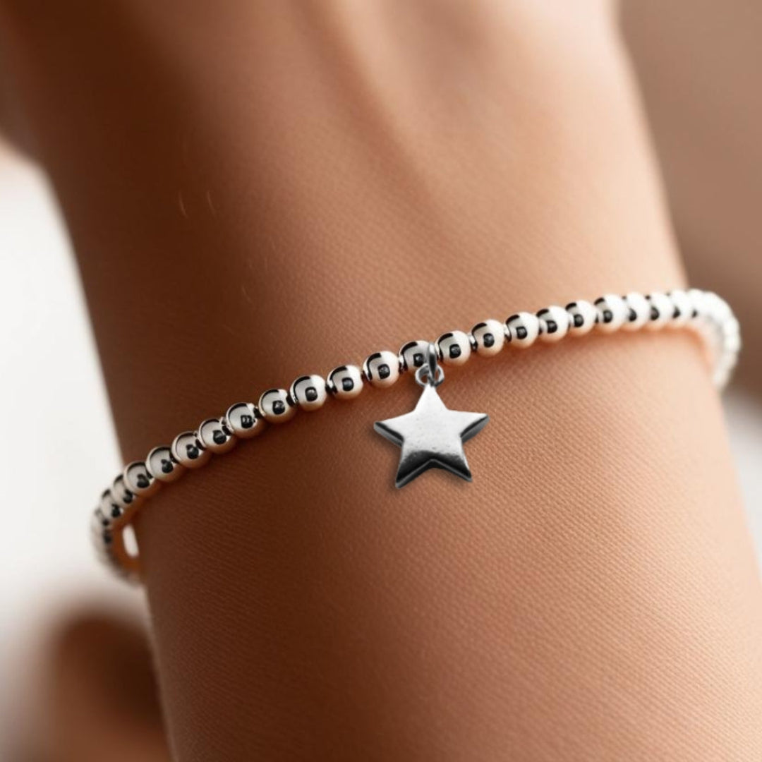 Christmas Star Gift Box, Silver Star Bracelet & Chocolate Hearts