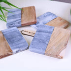 Salya Grey Marble and Wood Luxury Coasters