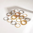 18K Elegant Silver&Bronze&Gold Stacked Rings