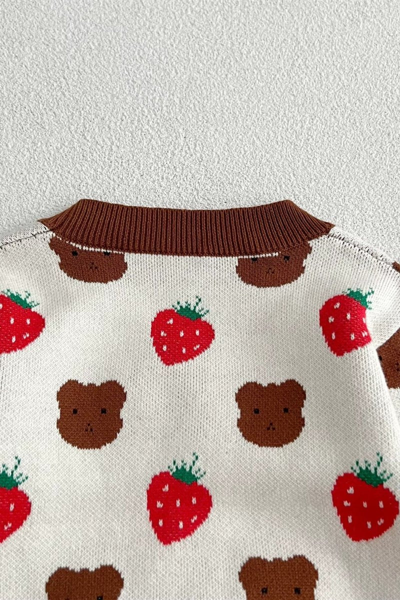 COZY Bear & Strawberry Cardigan