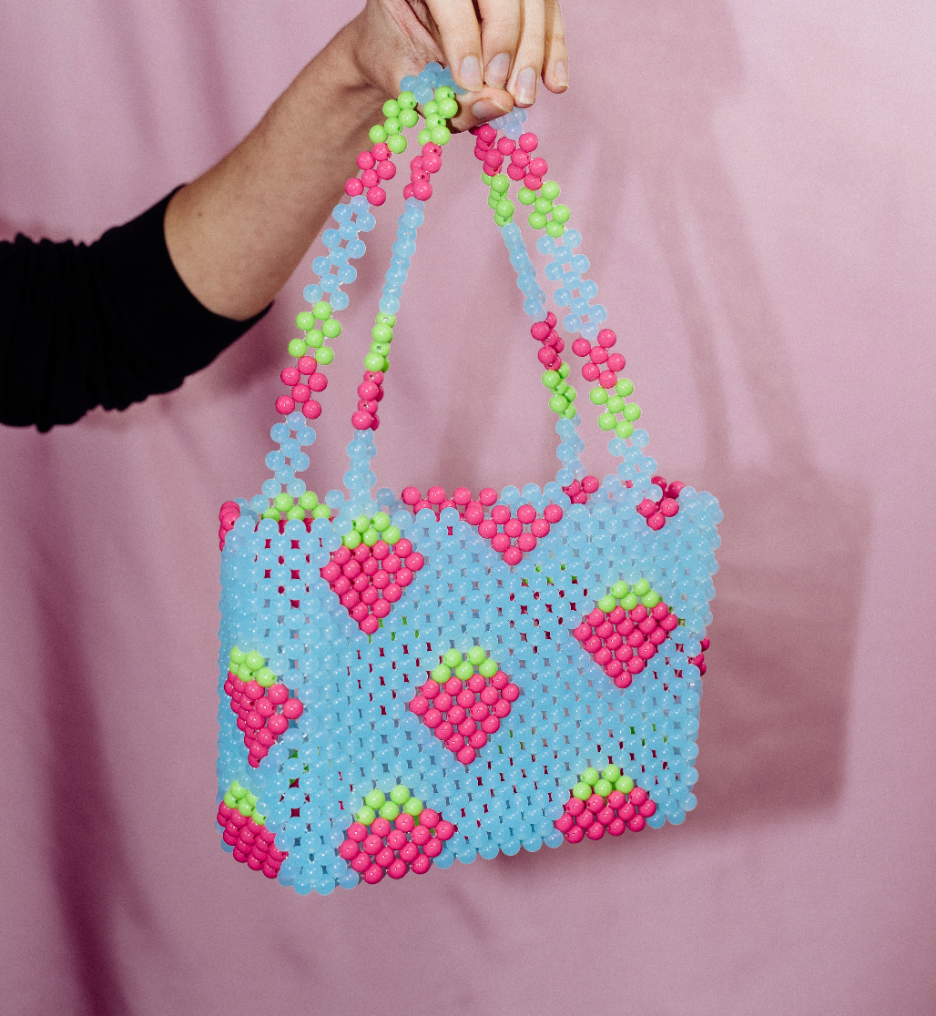 Blue Strawberry Shortcake Bead Bag