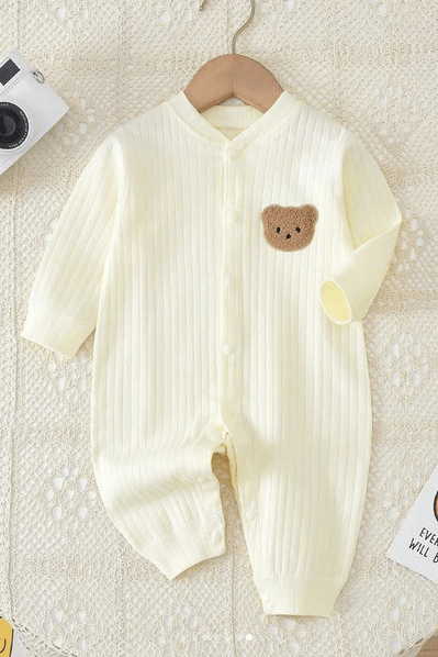 Bear Romper Ribbed 100% Cotton