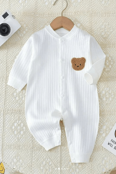 Bear Romper Ribbed 100% Cotton