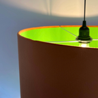 Burnt Orange Velvet & Green Cotton Double Sided Drum Lampshade | Handmade Ceiling Light Shade | Bespoke UK