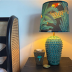 Black Jungle Velvet Lampshade | French Drum Ceiling Light Shade | Bespoke Handmade Empire Lampshade