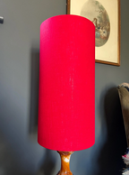 Red Linen Lampshade | Extra Tall Cylinder Ceiling Light Shade | Bespoke Handmade UK