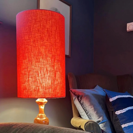 Rust Linen Lampshade | Extra Tall Cylinder Ceiling Light Shade | Bespoke Handmade UK