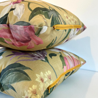 Mustard passionflower cotton cushion, scatter cushions