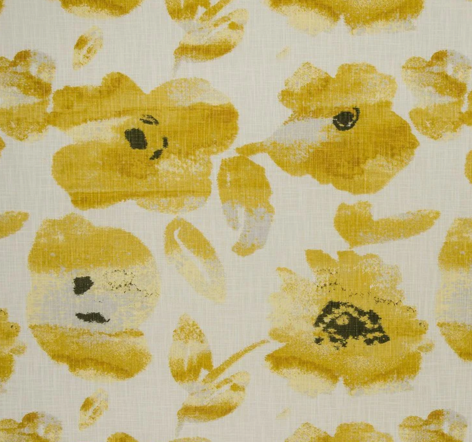 Ochre floral cotton cushion, scatter cushions