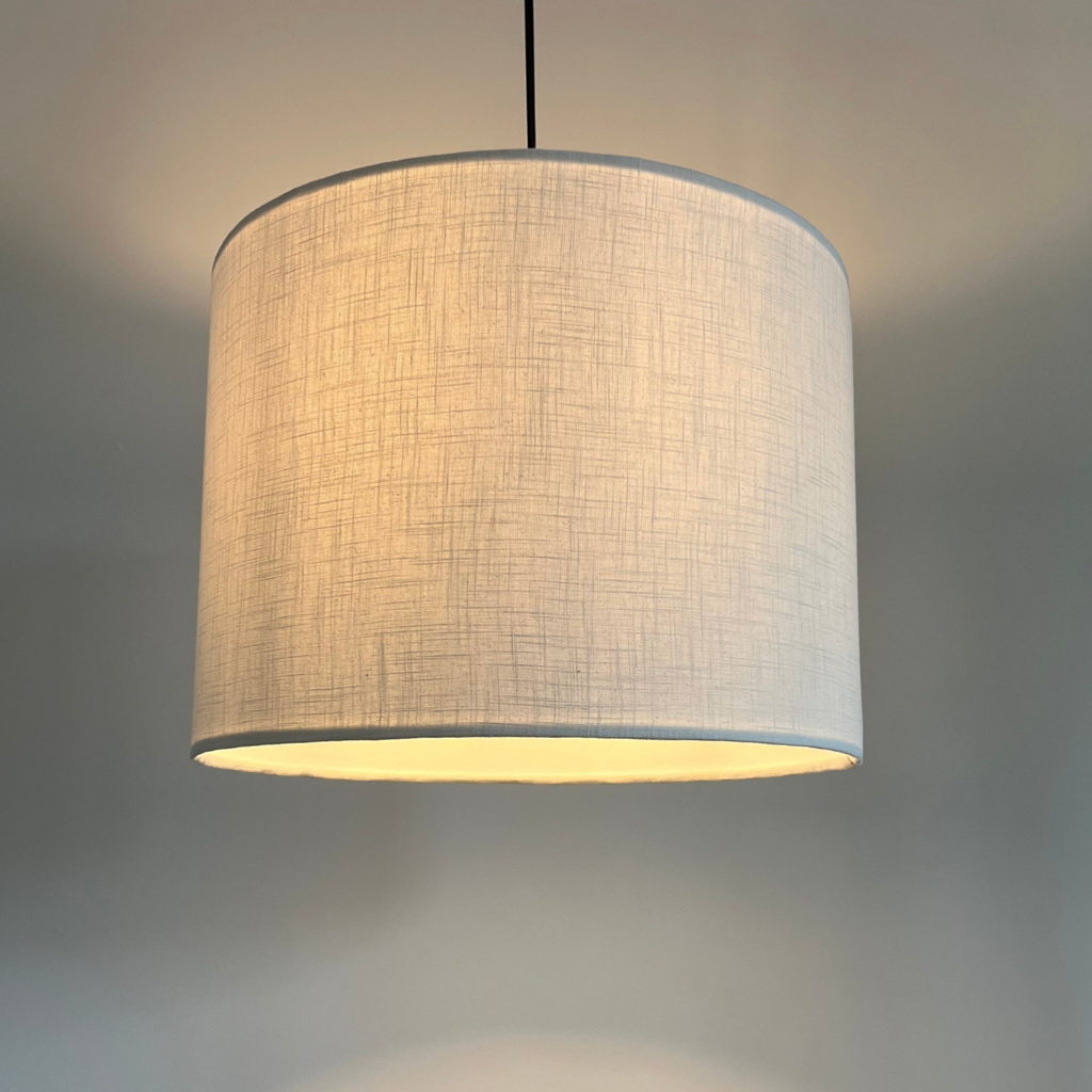 Off White Linen Drum Lampshade | Handmade Ceiling Light Shade | Bespoke UK