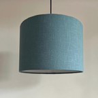Teal Linen Drum Lampshade | Handmade Ceiling Light Shade | Bespoke UK