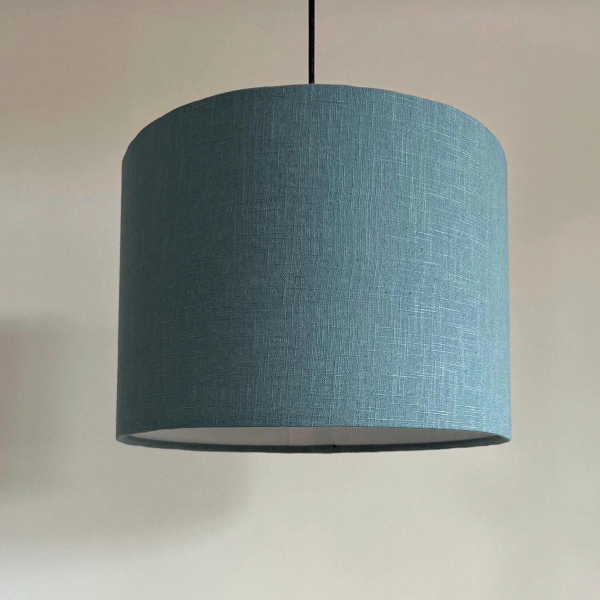 Teal Linen Drum Lampshade | Handmade Ceiling Light Shade | Bespoke UK
