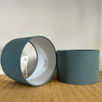 Teal Linen Drum Lampshade | Handmade Ceiling Light Shade | Bespoke UK