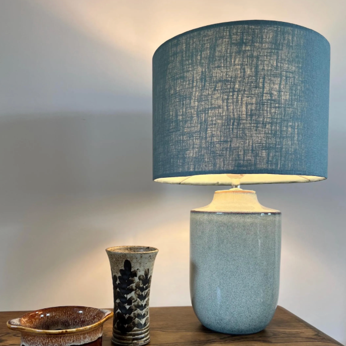 Teal Linen Drum Lampshade | Handmade Ceiling Light Shade | Bespoke UK