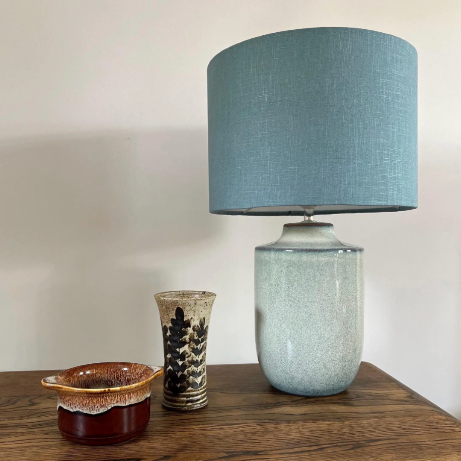 Teal Linen Drum Lampshade | Handmade Ceiling Light Shade | Bespoke UK
