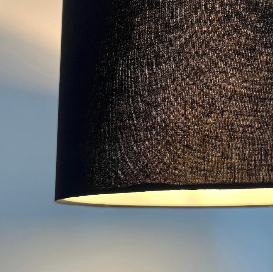 Black Cotton Drum Lampshade | Handmade Ceiling Light Shade | Bespoke UK