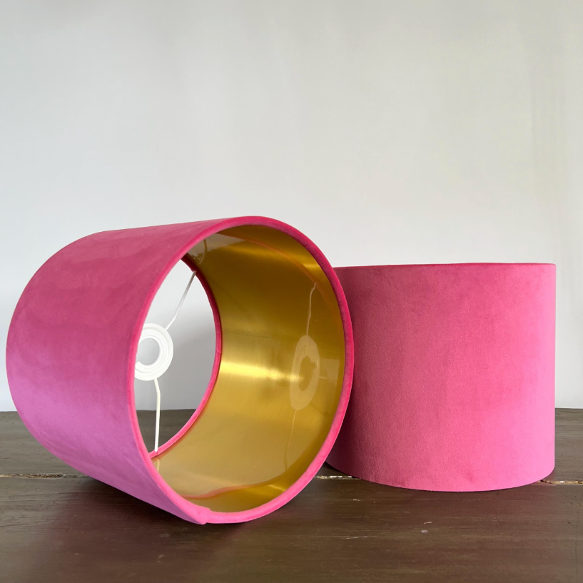 Hot Pink Velvet Drum Lampshade | Handmade Ceiling Light Shade | Bespoke UK