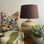 Brown Cotton French Drum Lampshade | Handmade Ceiling Light Shade | UK