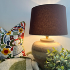 Brown Cotton French Drum Lampshade | Handmade Ceiling Light Shade | UK