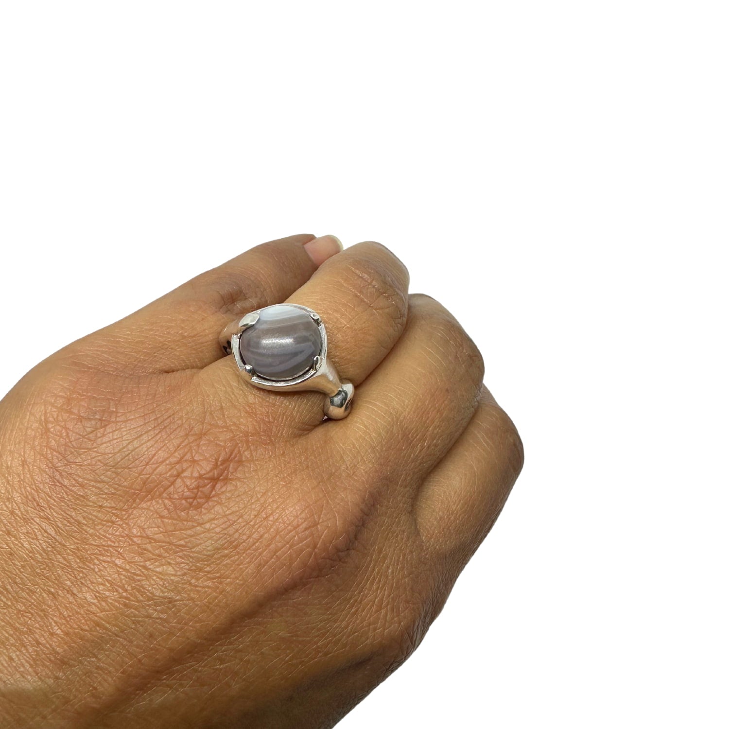 Sculpture Ring – Sterling Silver 925 with Agate, Jasper, or Tiger Eye