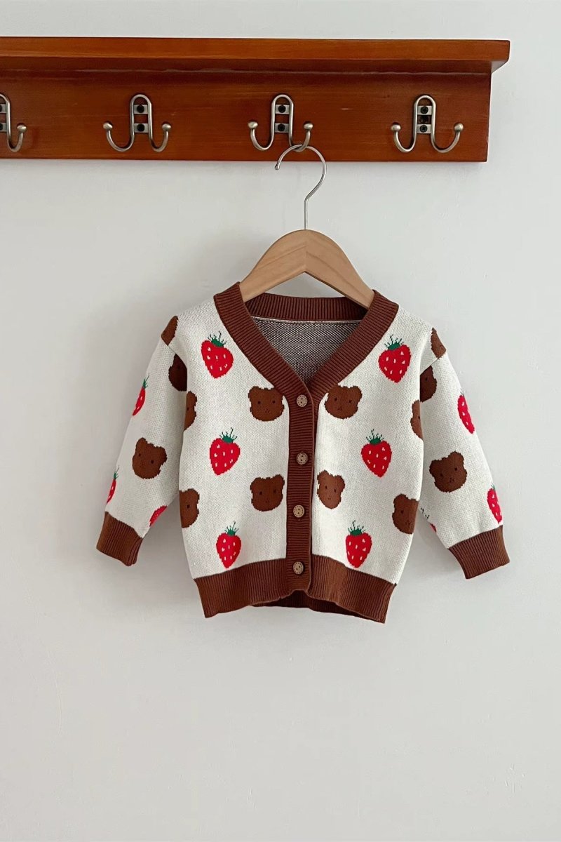 COZY Bear & Strawberry Cardigan