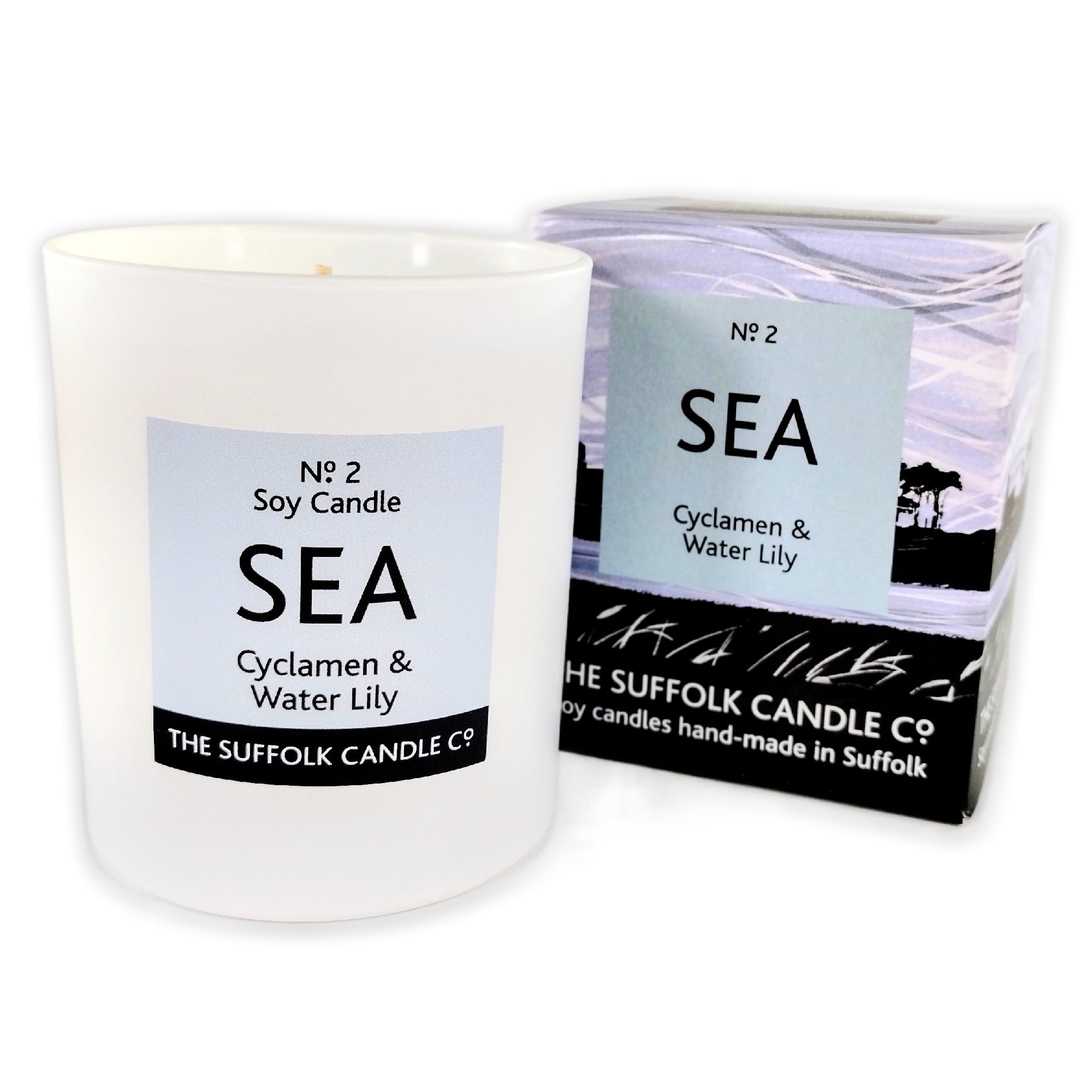 SEA - Cyclamen and Waterlily - handmade soy candle - 200g - white glass