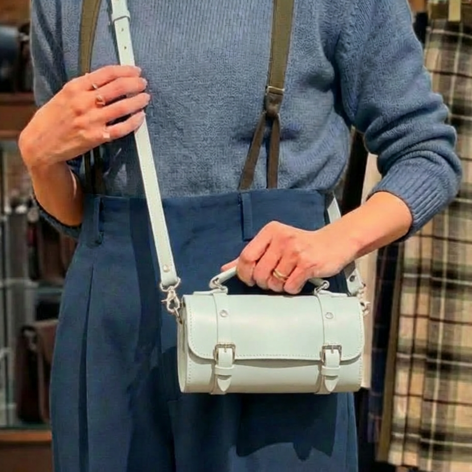 Handmade Leather Bowler Bag - Sea Green