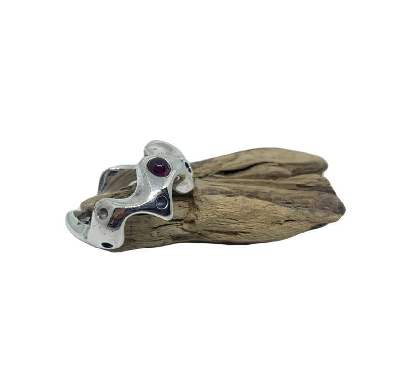 Sea Slug Ring – Handmade Sterling Silver 925 – Iolite, Peridot or Garnet