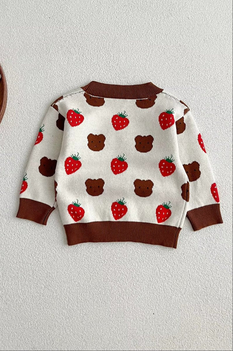 COZY Bear & Strawberry Cardigan