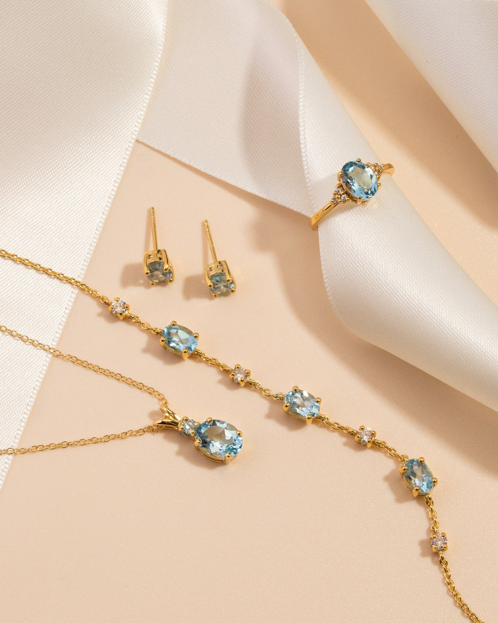 Mini Set 2 - Blue Topaz Jewellery Set in 18k Gold Vermeil