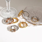 18K Elegant Silver&Bronze&Gold Stacked Rings