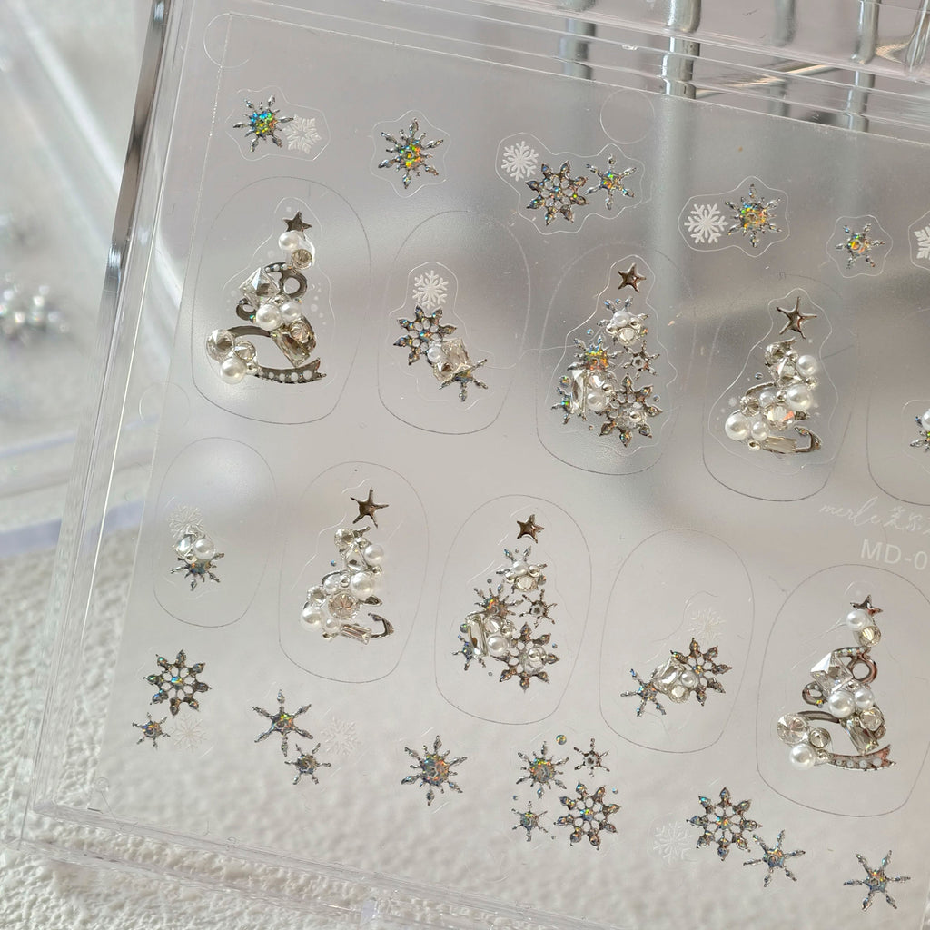 Hello Claws | Silver Christmas Tree Nail Deco Sticker