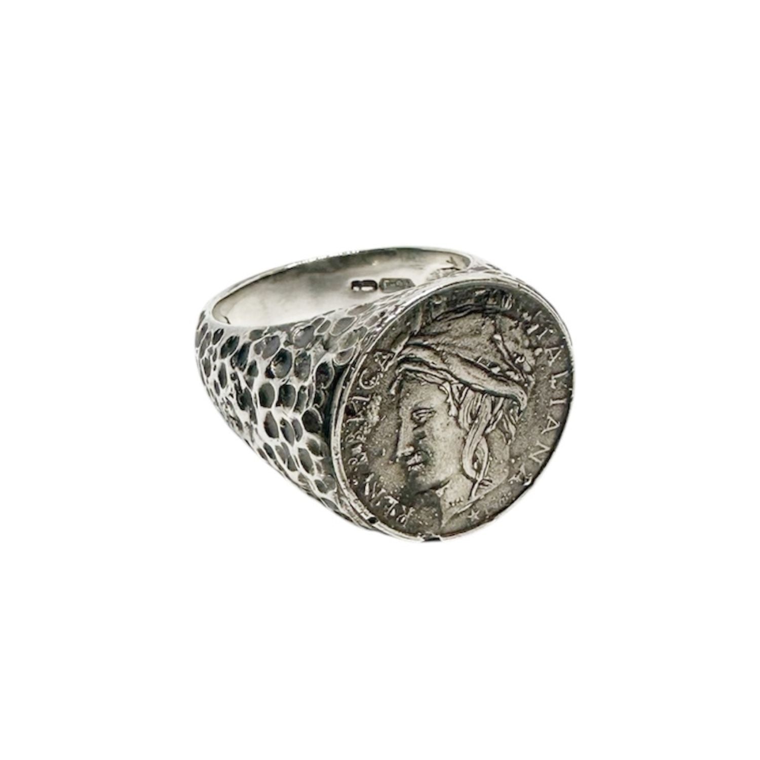 Roman Lira Coin Replica Signet Ring – Handmade Sterling Silver 925