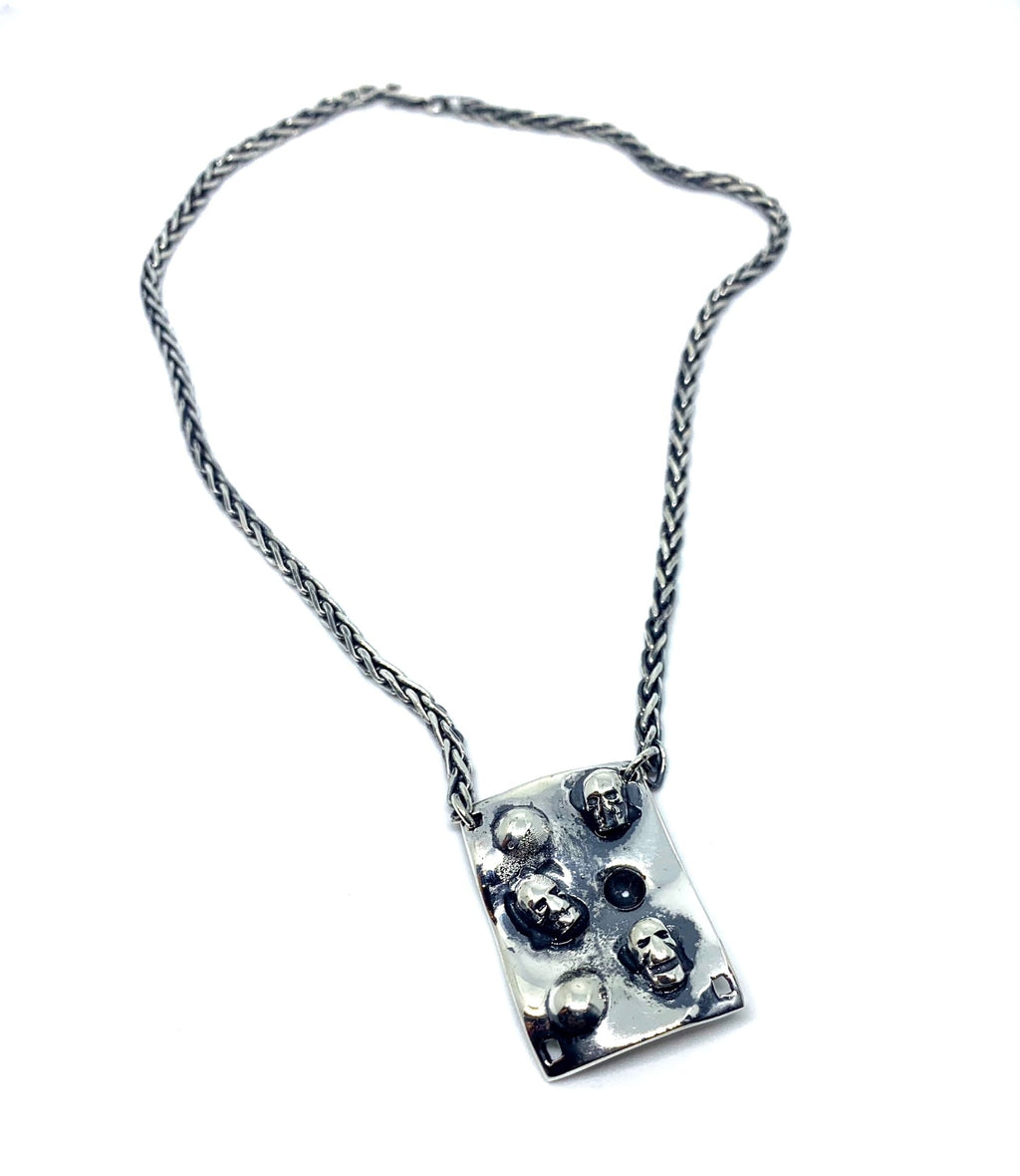 Skull Choker Necklace – Sterling Silver 925 – Byzantine Chain