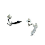 Single Arm Skull Dagger Stud Earring in Sterling Silver 925