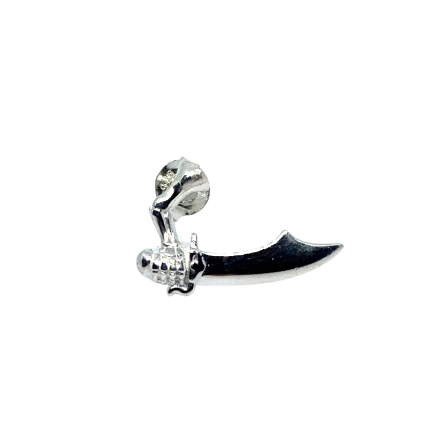 Single Arm Skull Dagger Stud Earring in Sterling Silver 925