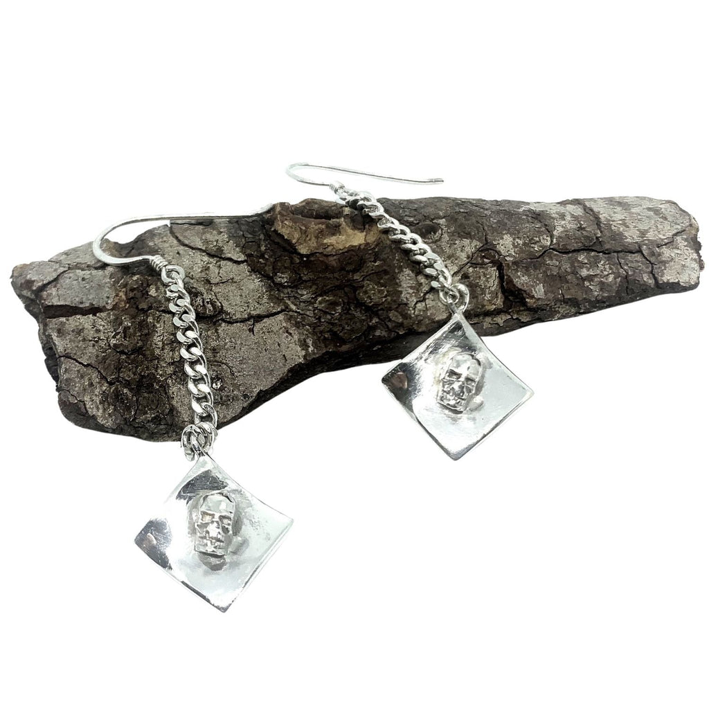 Skull Dangle Earrings – Sterling Silver 925 – Handcrafted