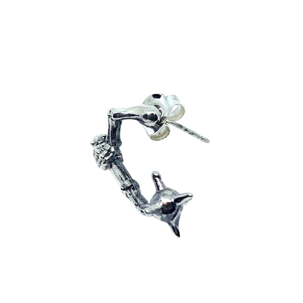 Skull Ninja Chigiriki Unisex Solo Stud Earring in Sterling Silver 925