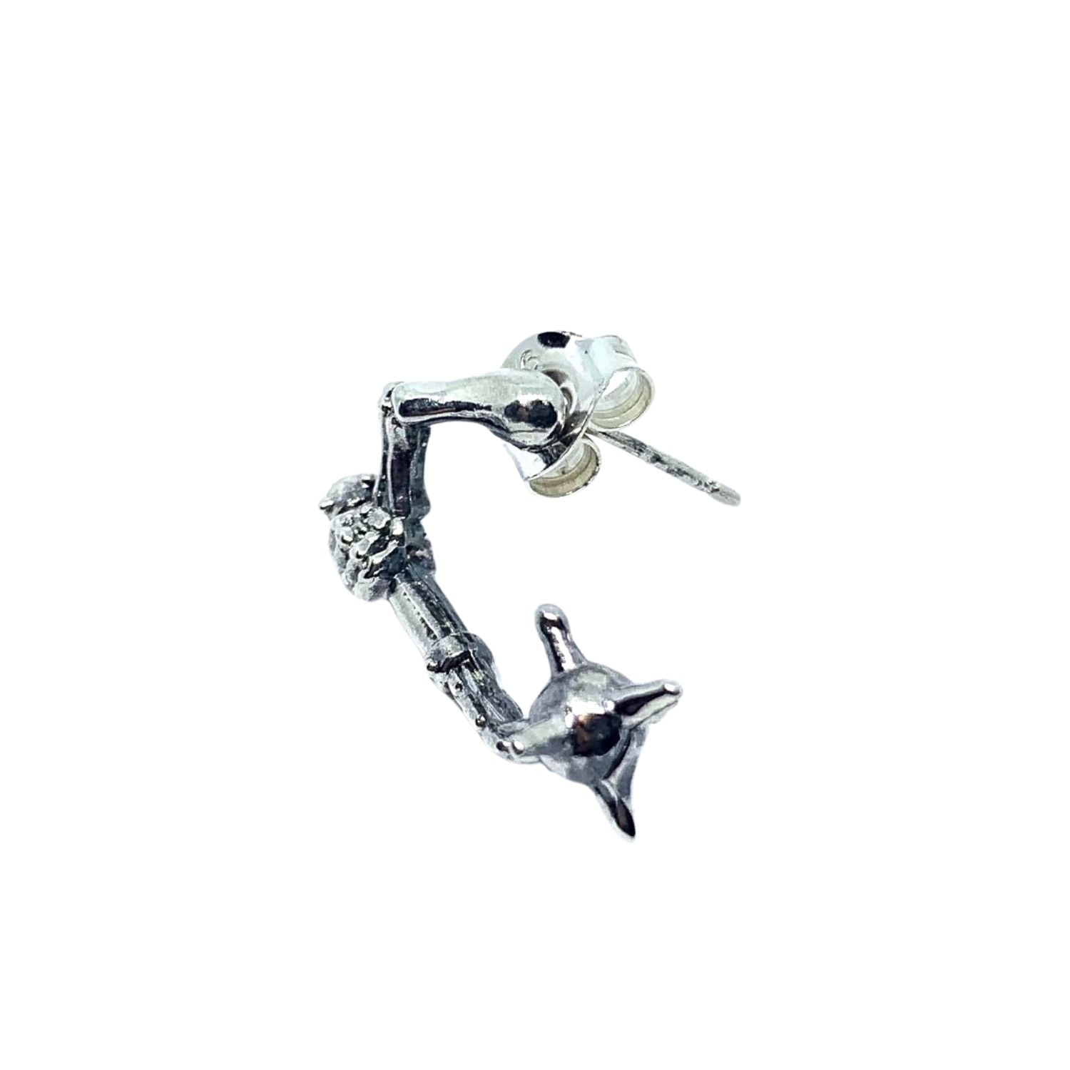 Skull Ninja Chigiriki Unisex Solo Stud Earring in Sterling Silver 925