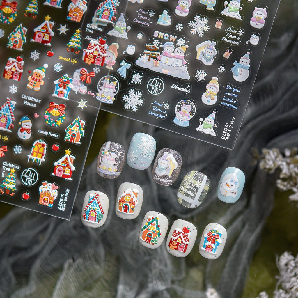 Hello Claws | Snowman And Candy House Nail Deco Sticker