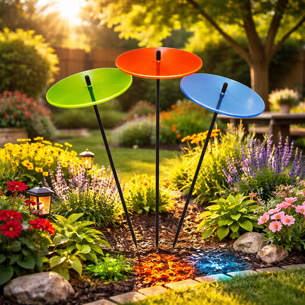 Large Garden Decor Ornaments Set of 3 'Sun Discs'