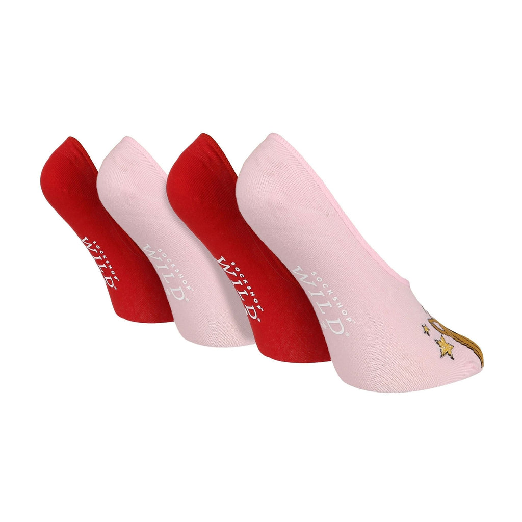 4 Pack Ladies Novelty No Show Socks: Summer Cotton Socks with Heel Grip